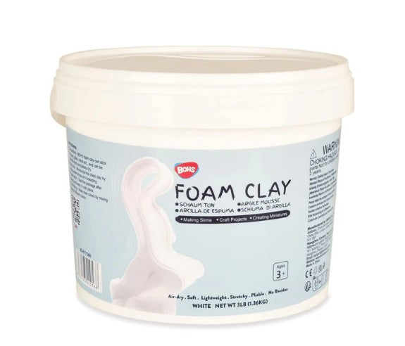 BOHS White Squishy Slime and Modeling Foam Clay, Air Dry, for School Arts & Crafts Project ,3 Pound Bucket Age 3 Years & up