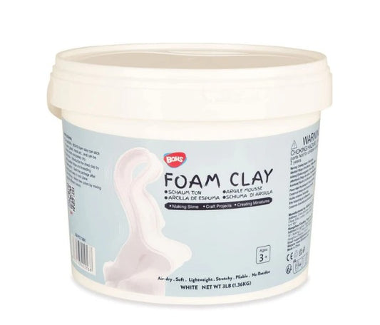 BOHS White Squishy Slime and Modeling Foam Clay, Air Dry, for School Arts & Crafts Project ,3 Pound Bucket Age 3 Years & up