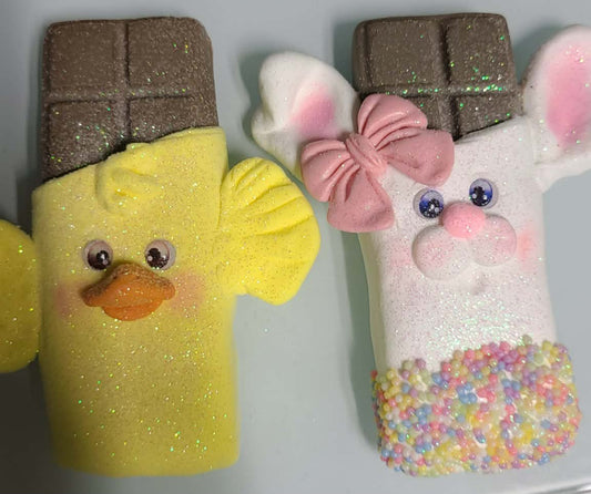 2 pc chick and bunny chocolate bar